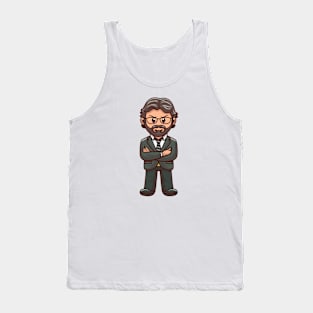 Cute Man Arm Folding Pose Cartoon Tank Top